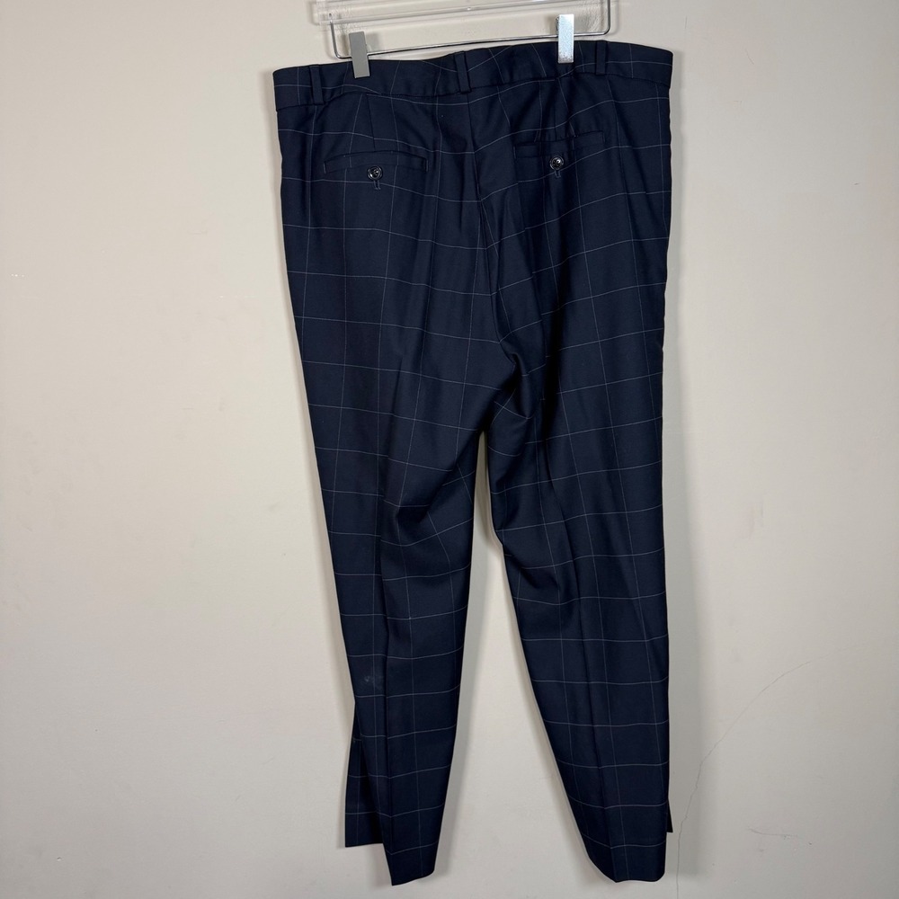 Banana Republic Avery Navy Windowpane Plaid Dress Pants Size 14 Office - Picture 2 of 8